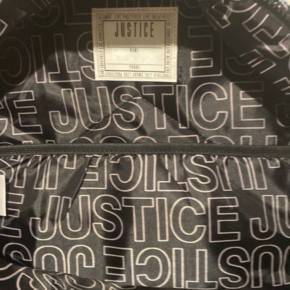 Justice Girls 17" Backpack Black Velvet Iridescent Sequins Stars Pattern Pom Pom - Picture 3 of 5